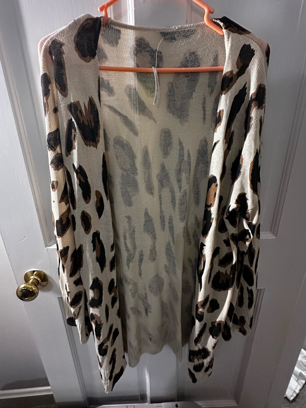 Women’s Leopard Print Open-Front Cardigan - Cream & Brown